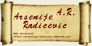 Arsenije Radičević vizit kartica
